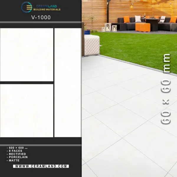 60x60 cm Matte Glazed Porcelain Tile – Design Code 1000
